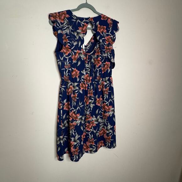 41 Hawthorn Midnight Scallop Detail Floral Dress Navy Multi Women L Petite NWT - Picture 4 of 7